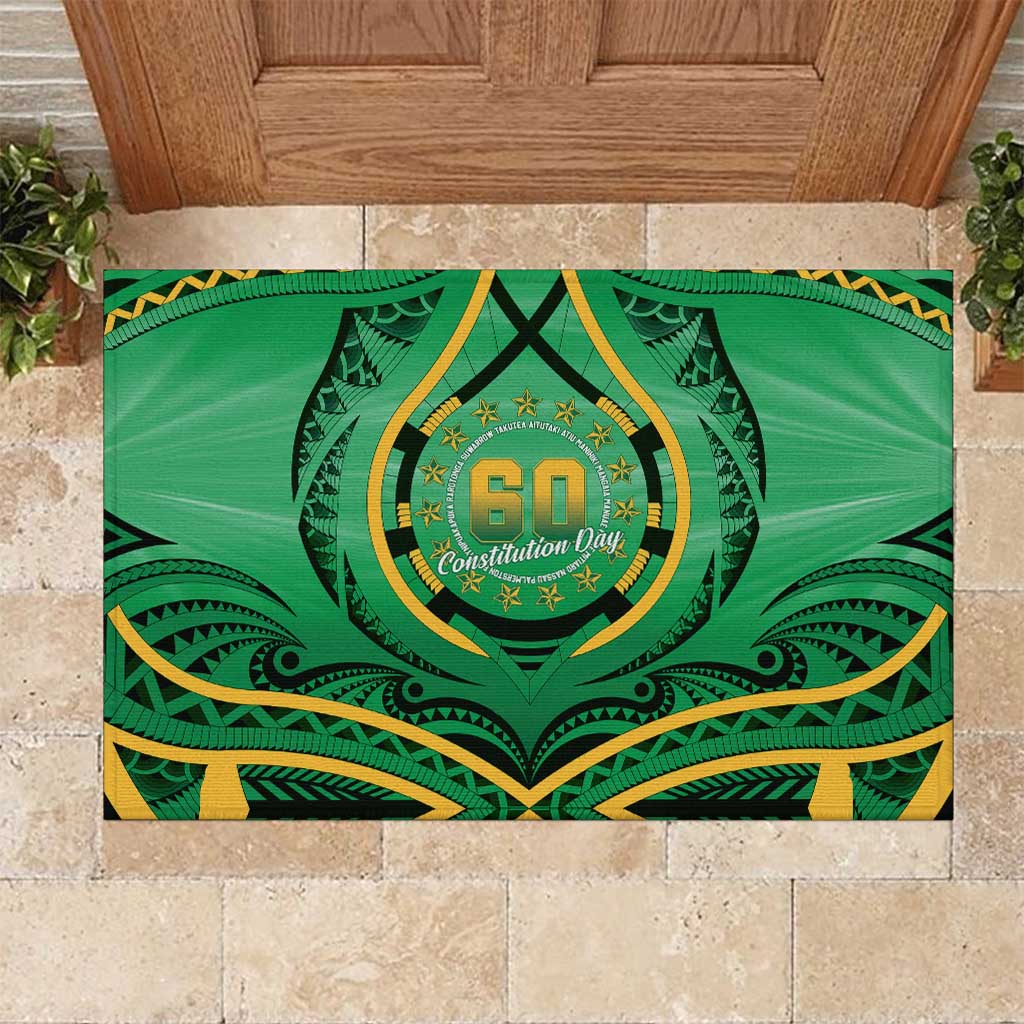 Cook Islands Constitution Day Rubber Doormat 60th Anniversary LT05 Green - Polynesian Pride
