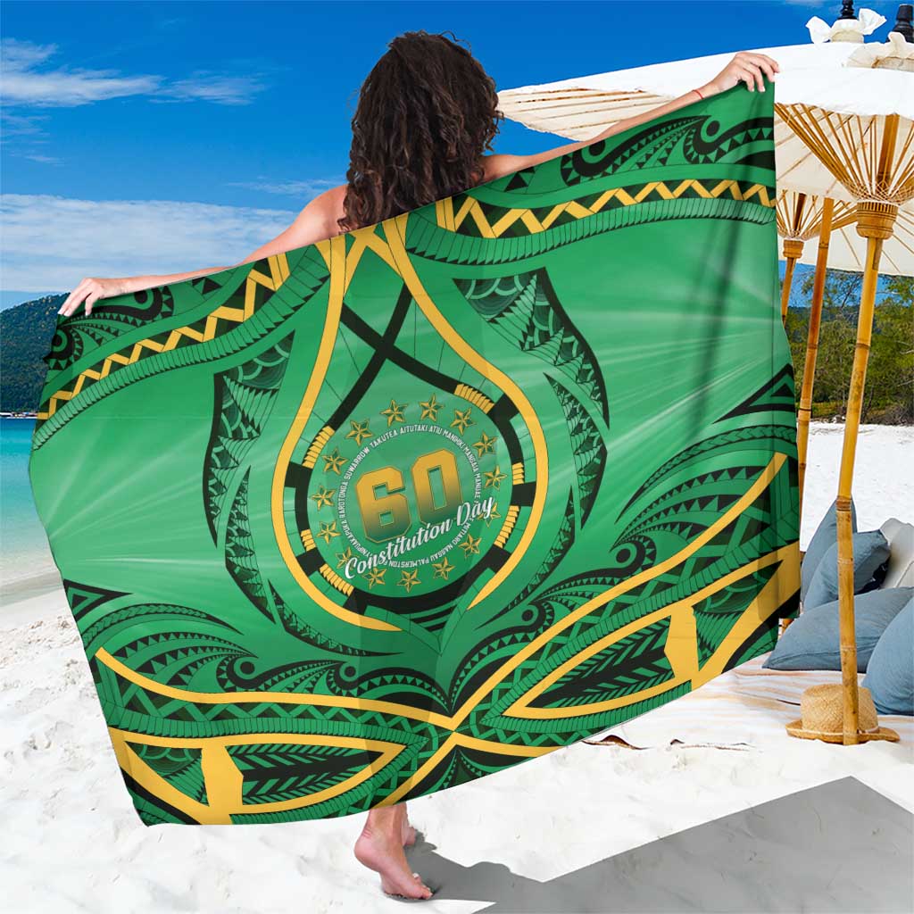Cook Islands Constitution Day Sarong 60th Anniversary LT05 One Size 44 x 66 inches Green - Polynesian Pride