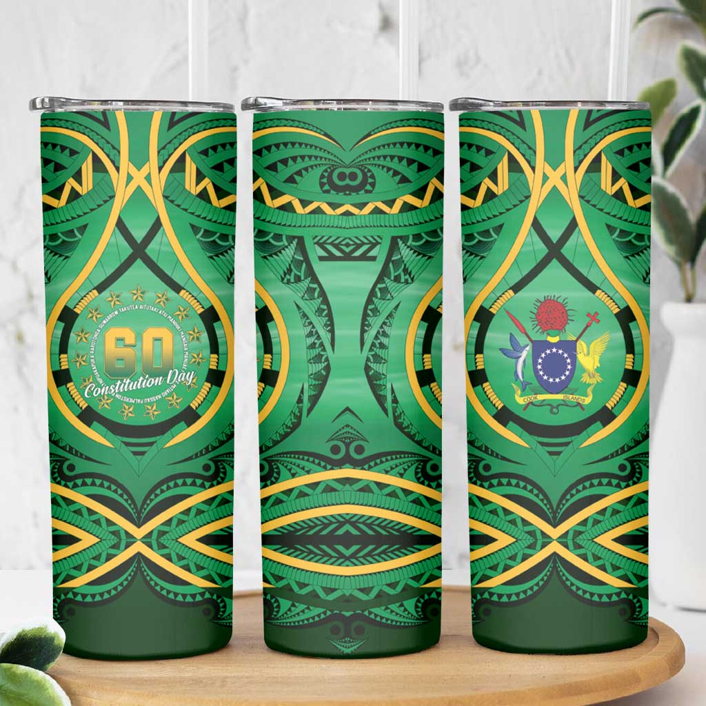Cook Islands Constitution Day Skinny Tumbler 60th Anniversary - Polynesian Pride