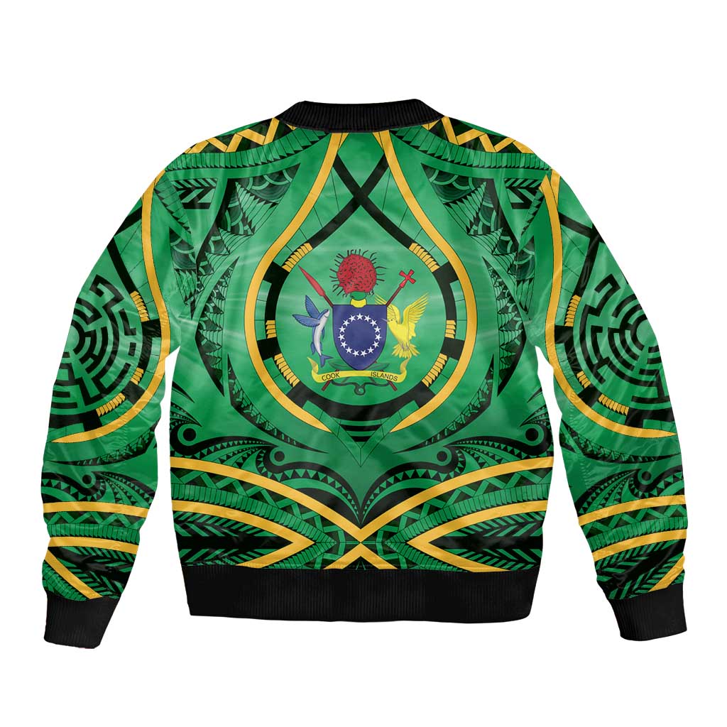 Cook Islands Constitution Day Sleeve Zip Bomber Jacket 60th Anniversary - Polynesian Pride