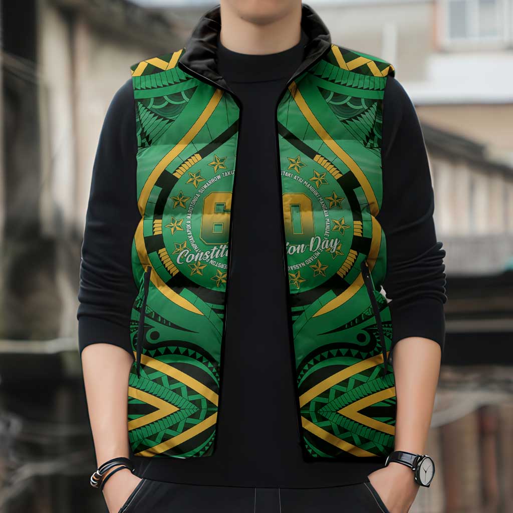 Cook Islands Constitution Day Sleeveless Puffer Jacket 60th Anniversary - Polynesian Pride