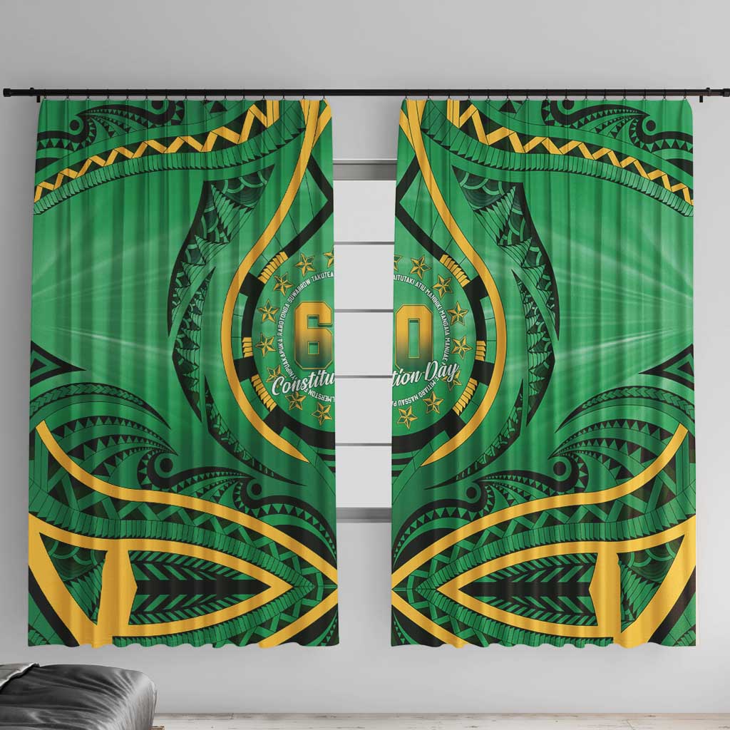 Cook Islands Constitution Day Window Curtain 60th Anniversary LT05 With Hooks Green - Polynesian Pride