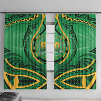 Cook Islands Constitution Day Window Curtain 60th Anniversary LT05 With Hooks Green - Polynesian Pride