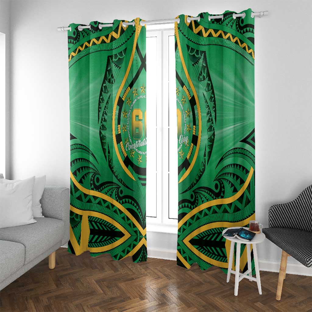 Cook Islands Constitution Day Window Curtain 60th Anniversary LT05 With Grommets Green - Polynesian Pride