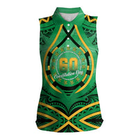 Cook Islands Constitution Day Women Sleeveless Polo Shirt 60th Anniversary LT05 Female Green - Polynesian Pride