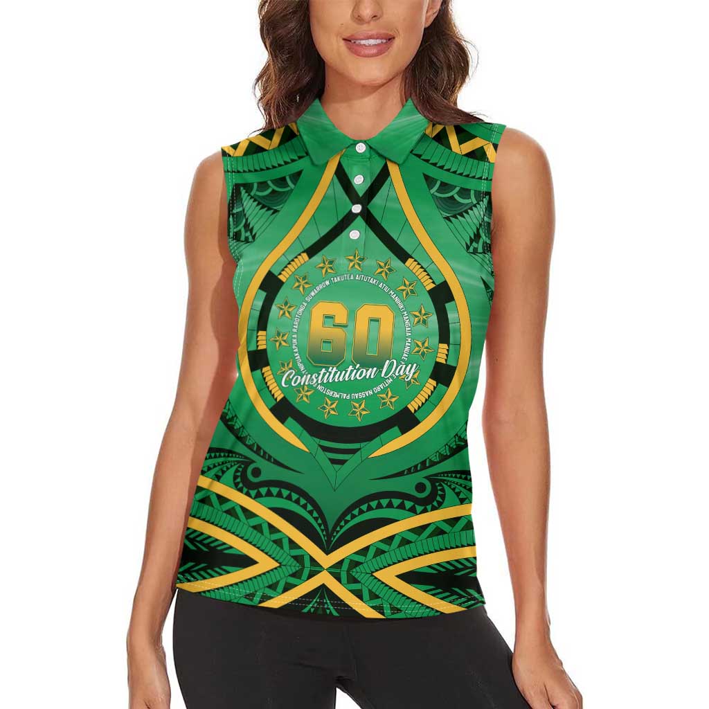 Cook Islands Constitution Day Women Sleeveless Polo Shirt 60th Anniversary LT05 - Polynesian Pride