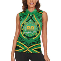 Cook Islands Constitution Day Women Sleeveless Polo Shirt 60th Anniversary LT05 - Polynesian Pride