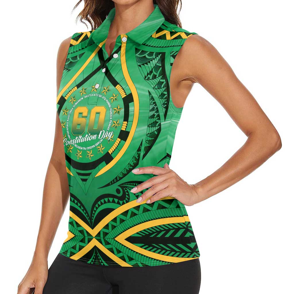 Cook Islands Constitution Day Women Sleeveless Polo Shirt 60th Anniversary LT05 - Polynesian Pride
