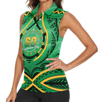 Cook Islands Constitution Day Women Sleeveless Polo Shirt 60th Anniversary LT05 - Polynesian Pride