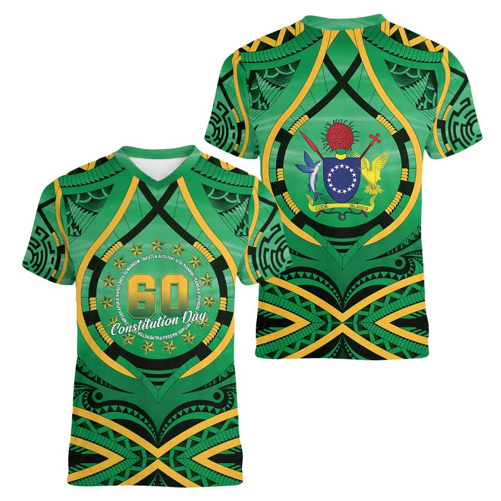 Cook Islands Constitution Day Women V-Neck T-Shirt 60th Anniversary - Polynesian Pride