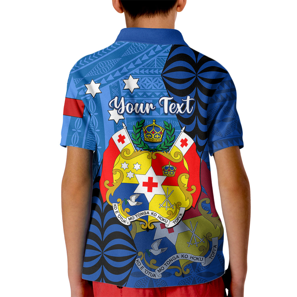 Personalized Tonga Vavau Kid Polo Shirt Humpback Whale Coat Of Arms With Ngatu Pattern LT05 - Polynesian Pride