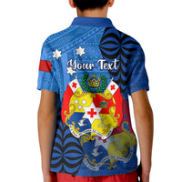 Personalized Tonga Vavau Kid Polo Shirt Humpback Whale Coat Of Arms With Ngatu Pattern LT05 - Polynesian Pride