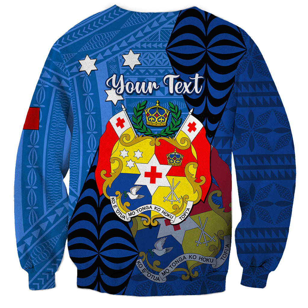 Personalized Tonga Vavau Sweatshirt Humpback Whale Coat Of Arms With Ngatu Pattern LT05 - Polynesian Pride