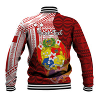 Personalized Tonga Niuas Baseball Jacket White Tailed Tropicbird With Ngatu Pattern LT05 - Polynesian Pride