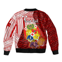 Personalized Tonga Niuas Bomber Jacket White Tailed Tropicbird With Ngatu Pattern LT05 - Polynesian Pride