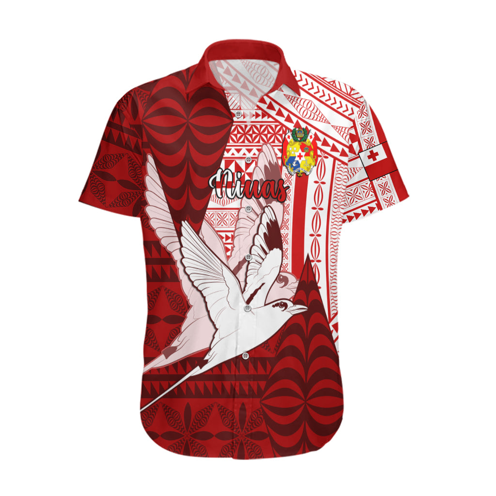 Personalized Tonga Niuas Hawaiian Shirt White Tailed Tropicbird With Ngatu Pattern LT05 Red - Polynesian Pride