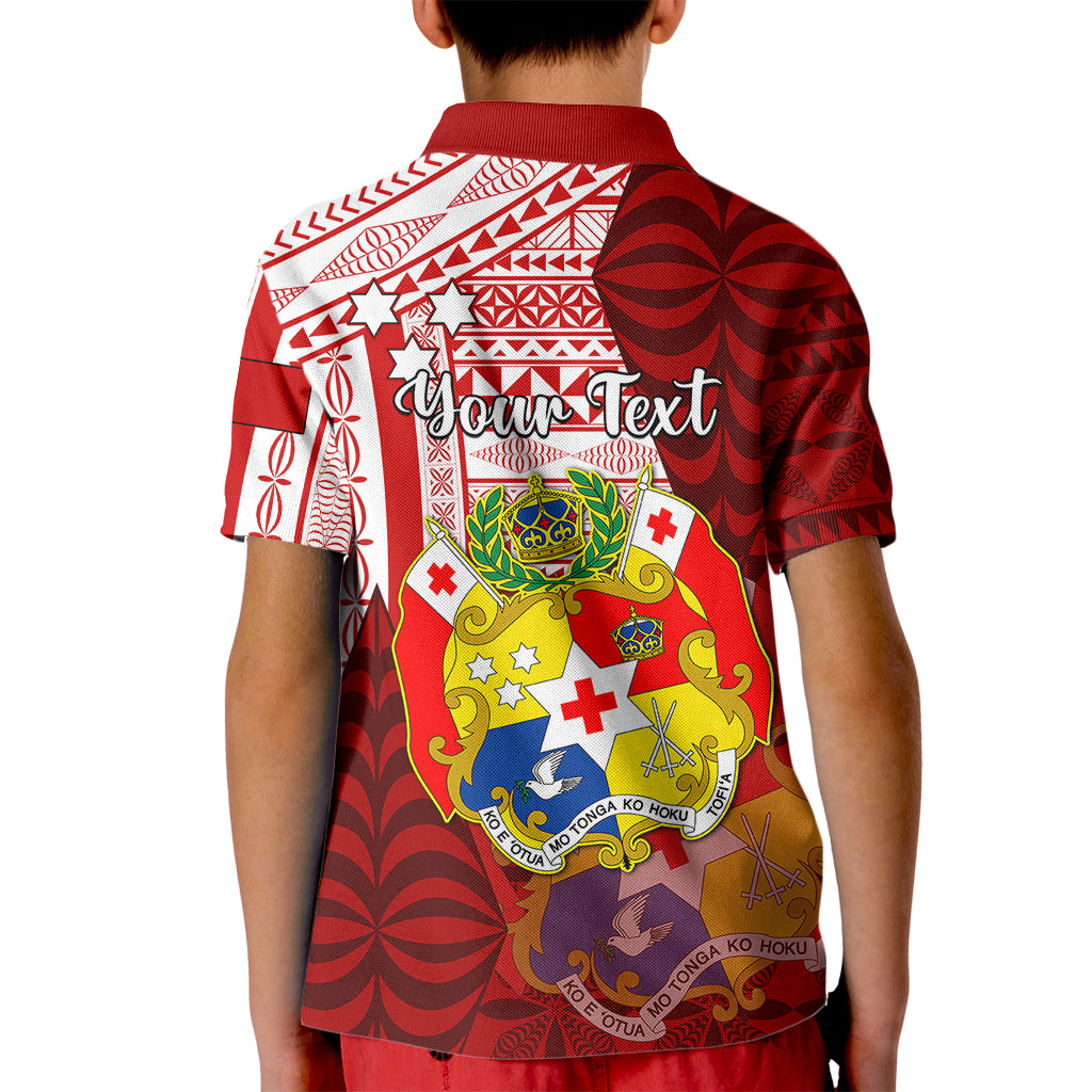 Personalized Tonga Niuas Kid Polo Shirt White Tailed Tropicbird With Ngatu Pattern LT05 - Polynesian Pride
