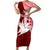 Personalized Tonga Niuas Short Sleeve Bodycon Dress White Tailed Tropicbird With Ngatu Pattern LT05 Long Dress Red - Polynesian Pride