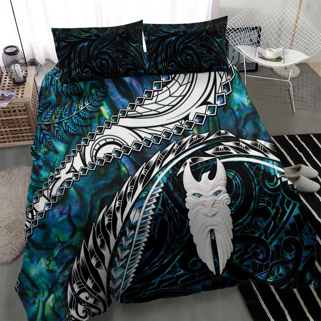 New Zealand Aotearoa Bedding Set Maori Hei Rehua Paua Shell Glitter Green