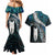 New Zealand Aotearoa Couples Matching Mermaid Dress and Hawaiian Shirt Maori Hei Rehua Paua Shell Glitter Green