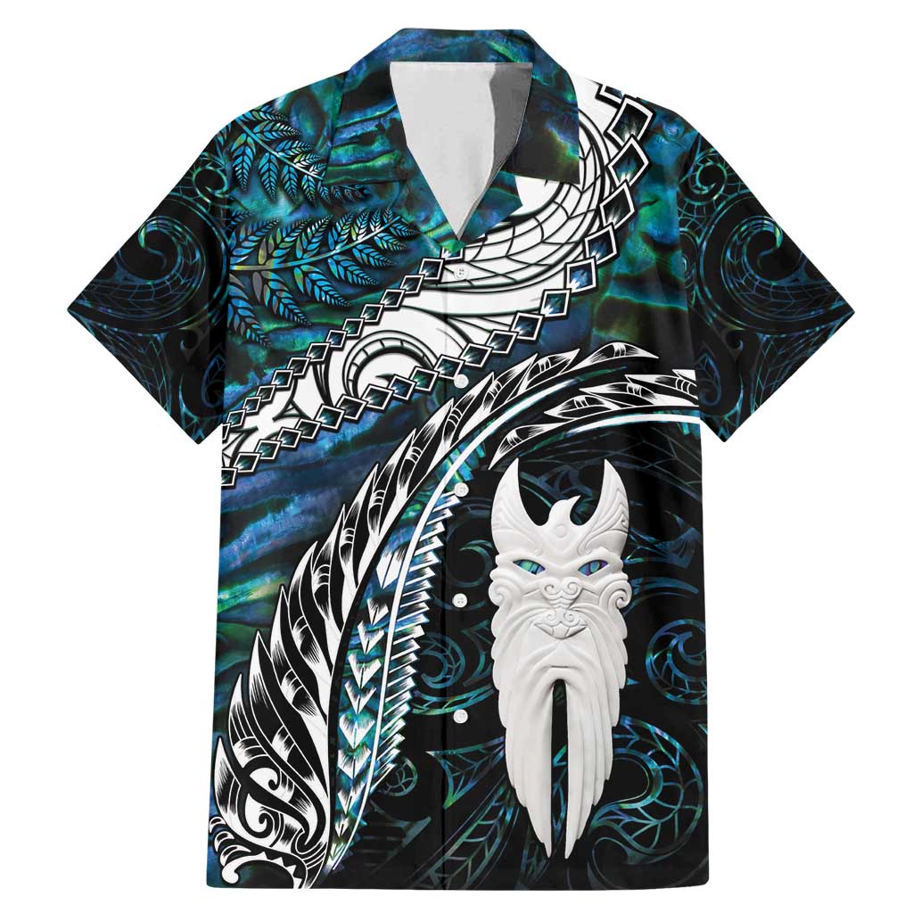 New Zealand Aotearoa Family Matching Mermaid Dress and Hawaiian Shirt Maori Hei Rehua Paua Shell Glitter Green LT05 Dad's Shirt - Short Sleeve Green - Polynesian Pride