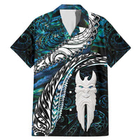 New Zealand Aotearoa Family Matching Mermaid Dress and Hawaiian Shirt Maori Hei Rehua Paua Shell Glitter Green LT05 Dad's Shirt - Short Sleeve Green - Polynesian Pride