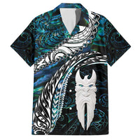 New Zealand Aotearoa Family Matching Summer Maxi Dress and Hawaiian Shirt Maori Hei Rehua Paua Shell Glitter Green LT05 Dad's Shirt - Short Sleeve Green - Polynesian Pride
