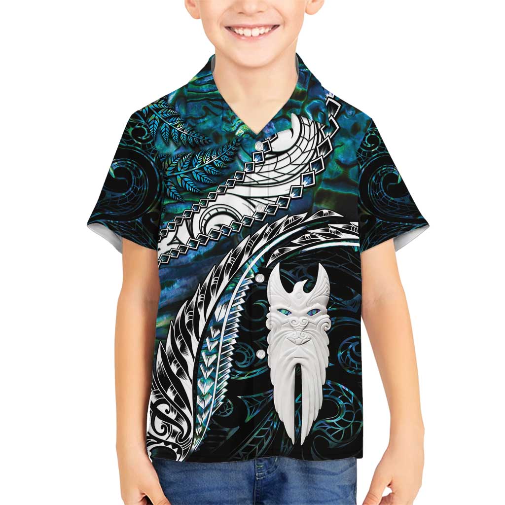New Zealand Aotearoa Family Matching Summer Maxi Dress and Hawaiian Shirt Maori Hei Rehua Paua Shell Glitter Green LT05 Son's Shirt Green - Polynesian Pride