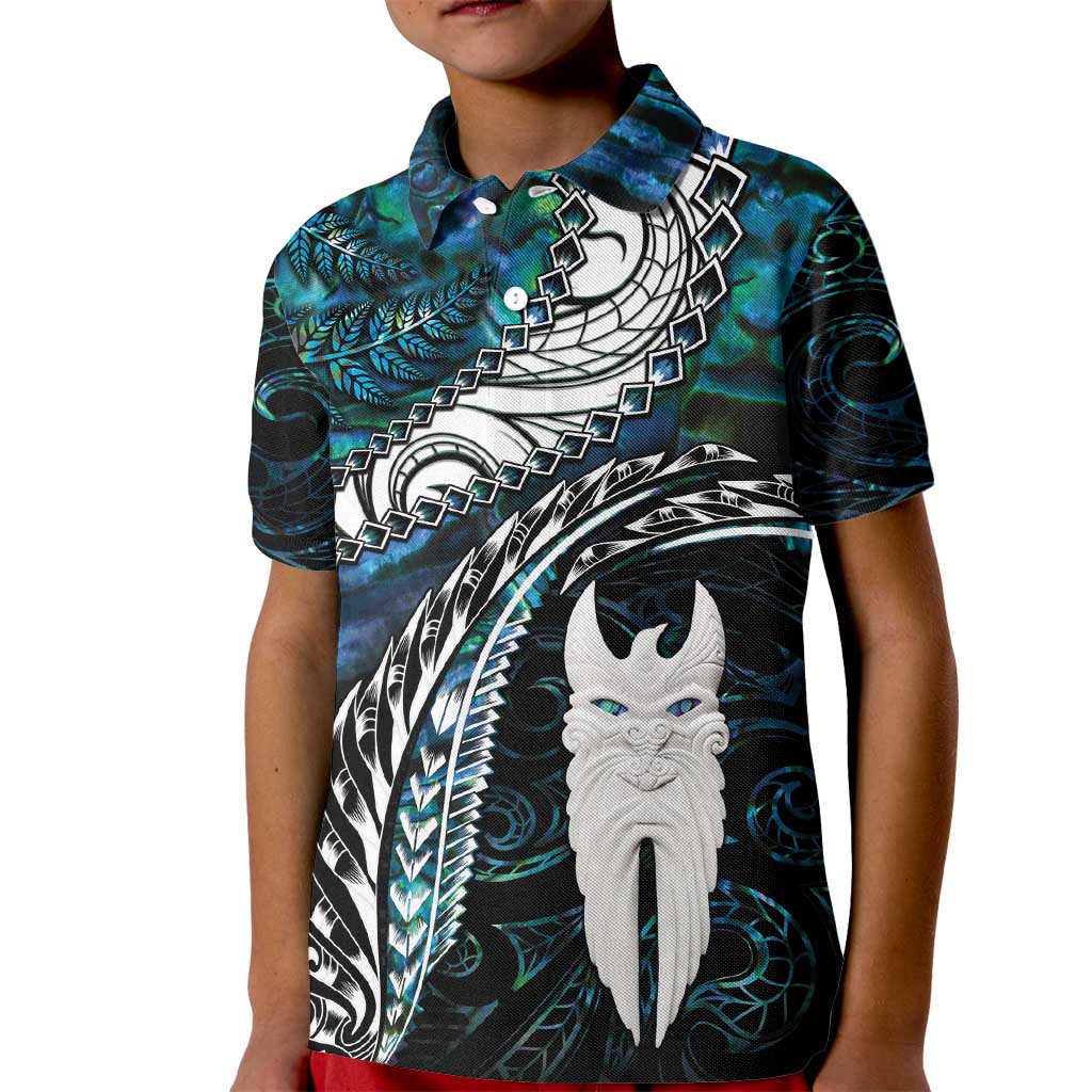 New Zealand Aotearoa Kid Polo Shirt Maori Hei Rehua Paua Shell Glitter Green LT05 Kid Green - Polynesian Pride