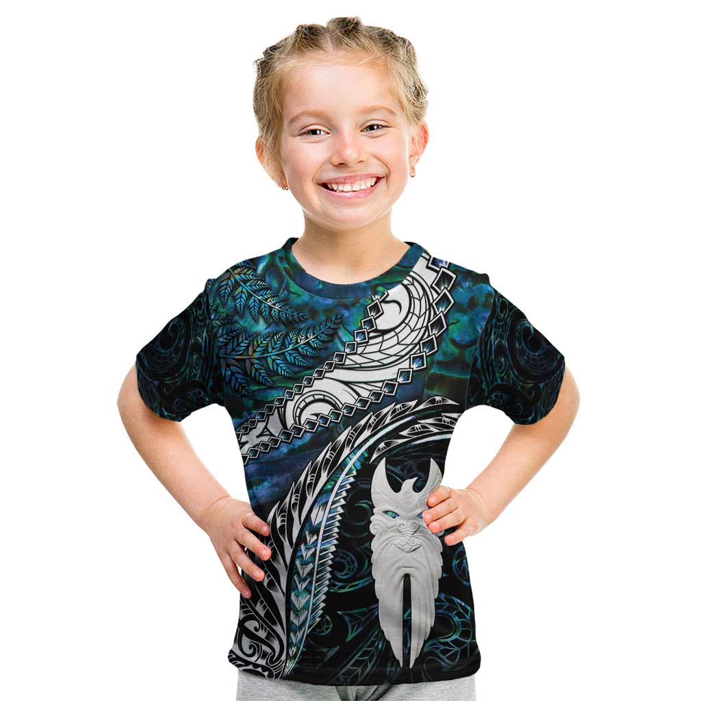 New Zealand Aotearoa Kid T Shirt Maori Hei Rehua Paua Shell Glitter Green LT05 Green - Polynesian Pride