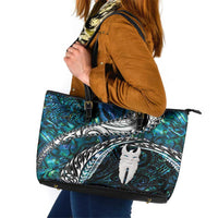 New Zealand Aotearoa Leather Tote Bag Maori Hei Rehua Paua Shell Glitter Green LT05 Green - Polynesian Pride