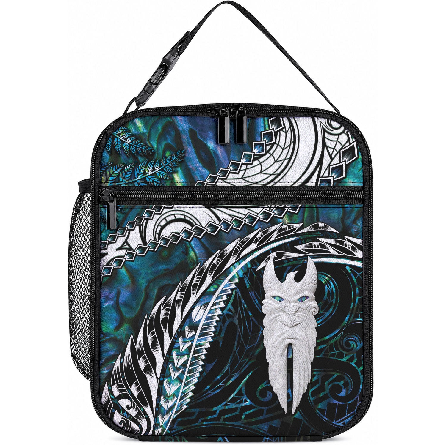 New Zealand Aotearoa Lunch Bag Maori Hei Rehua Paua Shell Glitter Green