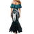 New Zealand Aotearoa Mermaid Dress Maori Hei Rehua Paua Shell Glitter Green