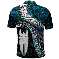 New Zealand Aotearoa Polo Shirt Maori Hei Rehua Paua Shell Glitter Green