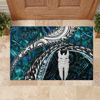 New Zealand Aotearoa Rubber Doormat Maori Hei Rehua Paua Shell Glitter Green LT05 Green - Polynesian Pride