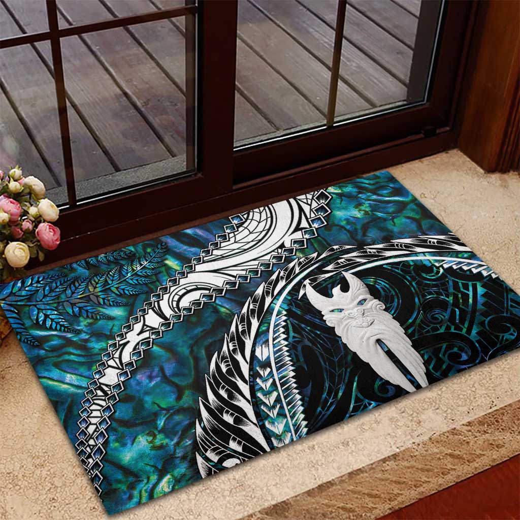 New Zealand Aotearoa Rubber Doormat Maori Hei Rehua Paua Shell Glitter Green LT05 - Polynesian Pride
