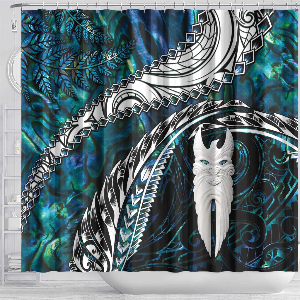New Zealand Aotearoa Shower Curtain Maori Hei Rehua Paua Shell Glitter Green LT05 - Polynesian Pride