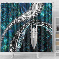 New Zealand Aotearoa Shower Curtain Maori Hei Rehua Paua Shell Glitter Green LT05 - Polynesian Pride