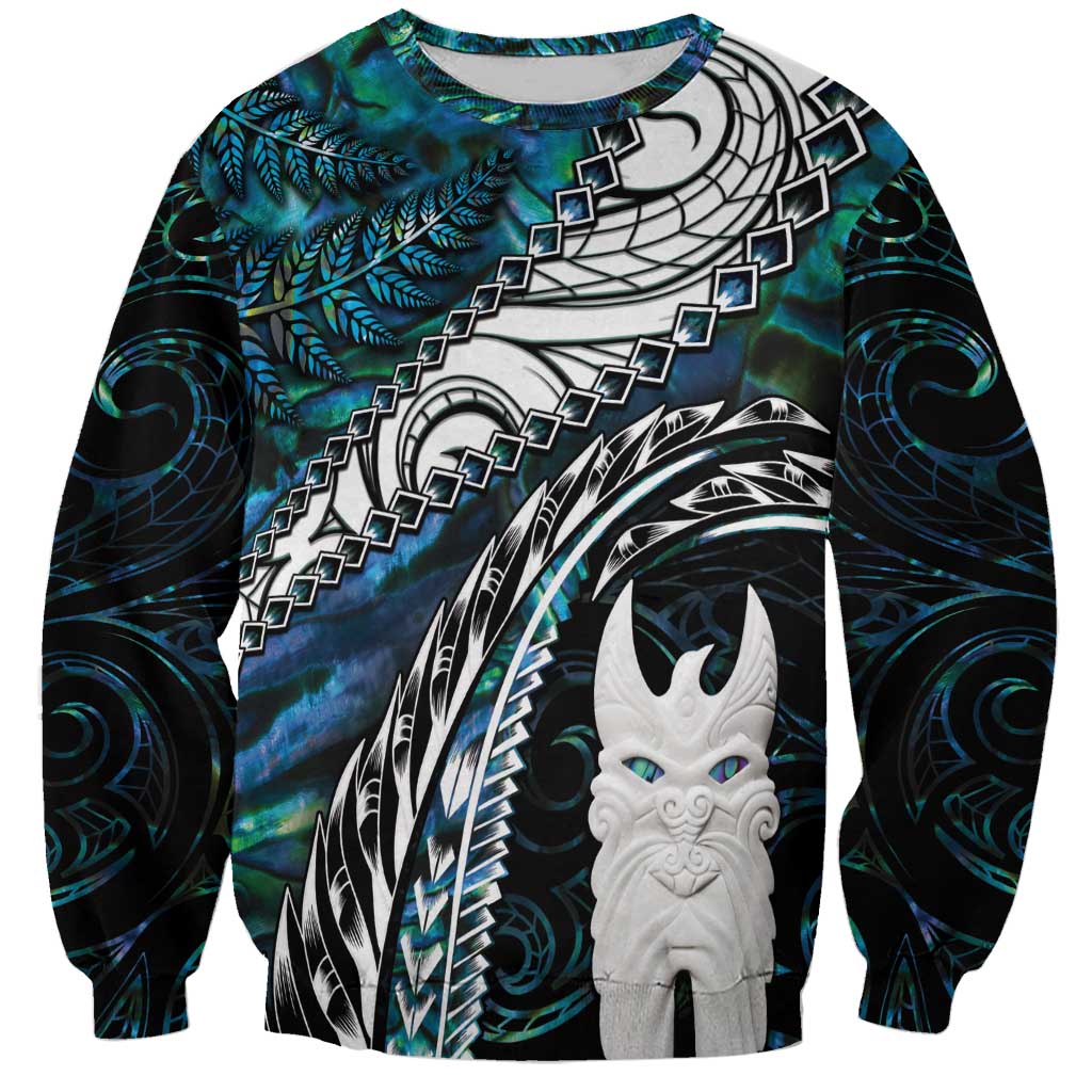 New Zealand Aotearoa Sweatshirt Maori Hei Rehua Paua Shell Glitter Green LT05 Unisex Green - Polynesian Pride