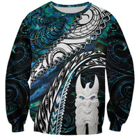 New Zealand Aotearoa Sweatshirt Maori Hei Rehua Paua Shell Glitter Green LT05 Unisex Green - Polynesian Pride