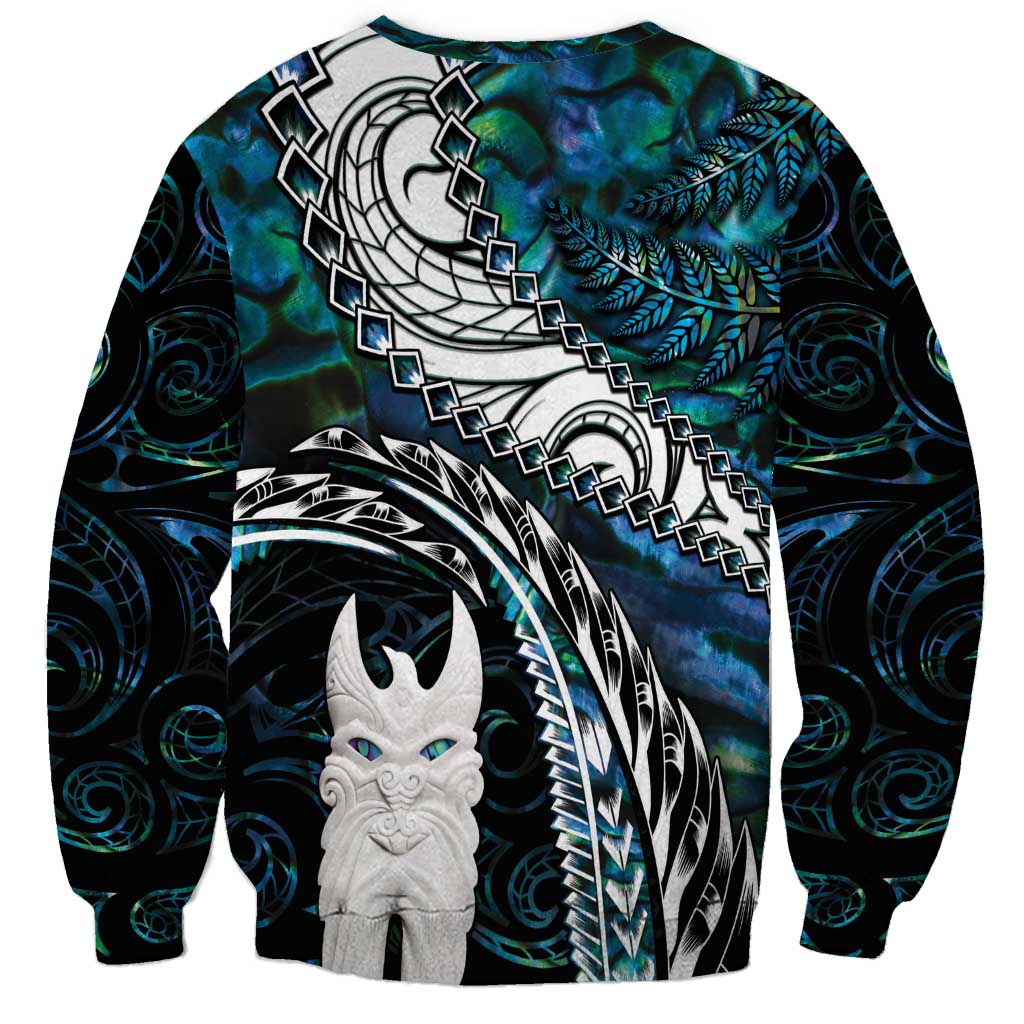 New Zealand Aotearoa Sweatshirt Maori Hei Rehua Paua Shell Glitter Green LT05 - Polynesian Pride