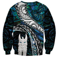 New Zealand Aotearoa Sweatshirt Maori Hei Rehua Paua Shell Glitter Green LT05 - Polynesian Pride