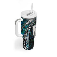 New Zealand Aotearoa Tumbler With Handle Maori Hei Rehua Paua Shell Glitter Green LT05 - Polynesian Pride