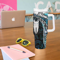 New Zealand Aotearoa Tumbler With Handle Maori Hei Rehua Paua Shell Glitter Green LT05 - Polynesian Pride