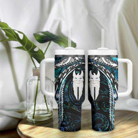 New Zealand Aotearoa Tumbler With Handle Maori Hei Rehua Paua Shell Glitter Green LT05 - Polynesian Pride