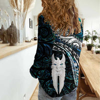 New Zealand Aotearoa Women Casual Shirt Maori Hei Rehua Paua Shell Glitter Green LT05 - Polynesian Pride