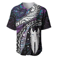 New Zealand Aotearoa Baseball Jersey Maori Hei Rehua Paua Shell Glitter Purple LT05 Purple - Polynesian Pride