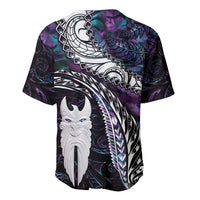 New Zealand Aotearoa Baseball Jersey Maori Hei Rehua Paua Shell Glitter Purple LT05 - Polynesian Pride