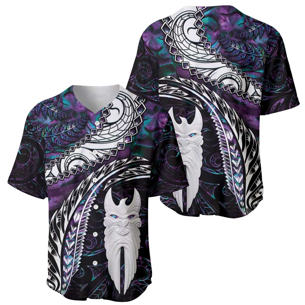 New Zealand Aotearoa Baseball Jersey Maori Hei Rehua Paua Shell Glitter Purple LT05 - Polynesian Pride