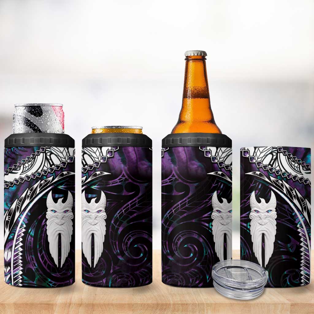 New Zealand Aotearoa 4 in 1 Can Cooler Tumbler Maori Hei Rehua Paua Shell Glitter Purple LT05 - Polynesian Pride
